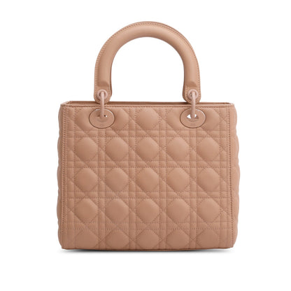 Christian Dior 2020 Blush Ultramatte Cannage Leather Medium Lady Dior Bag