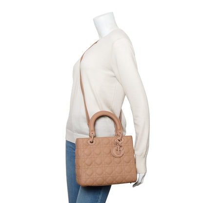 Christian Dior 2020 Blush Ultramatte Cannage Leather Medium Lady Dior Bag