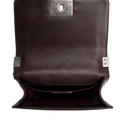 Chanel Brown Lambskin Leather Ponyhair Small Boy Bag