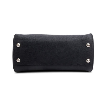 Fendi 2022 Black Calfskin Leather Python Trim Mini Selleria Peekaboo Bag