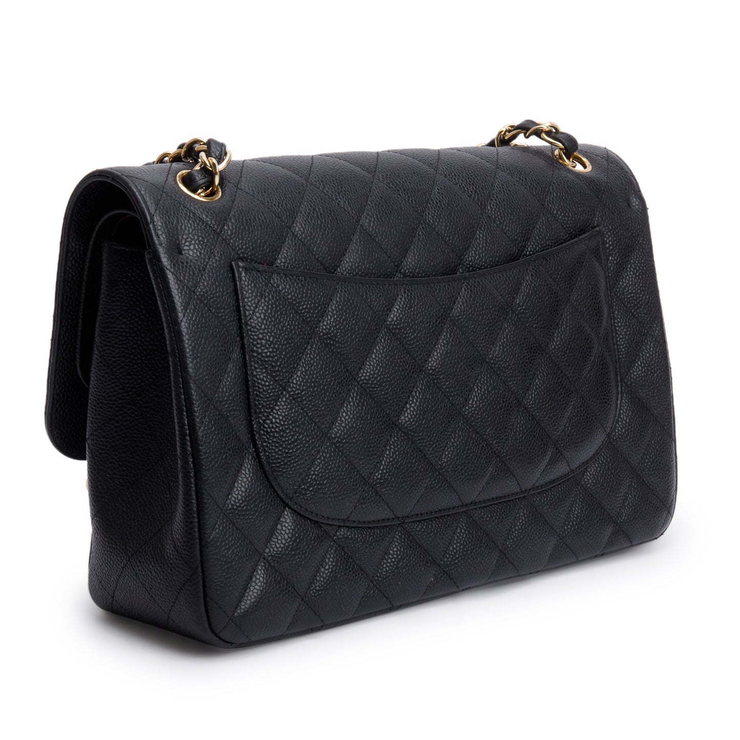 Chanel Black Quilted Caviar Leather Classic Jumbo Double Flap Bag