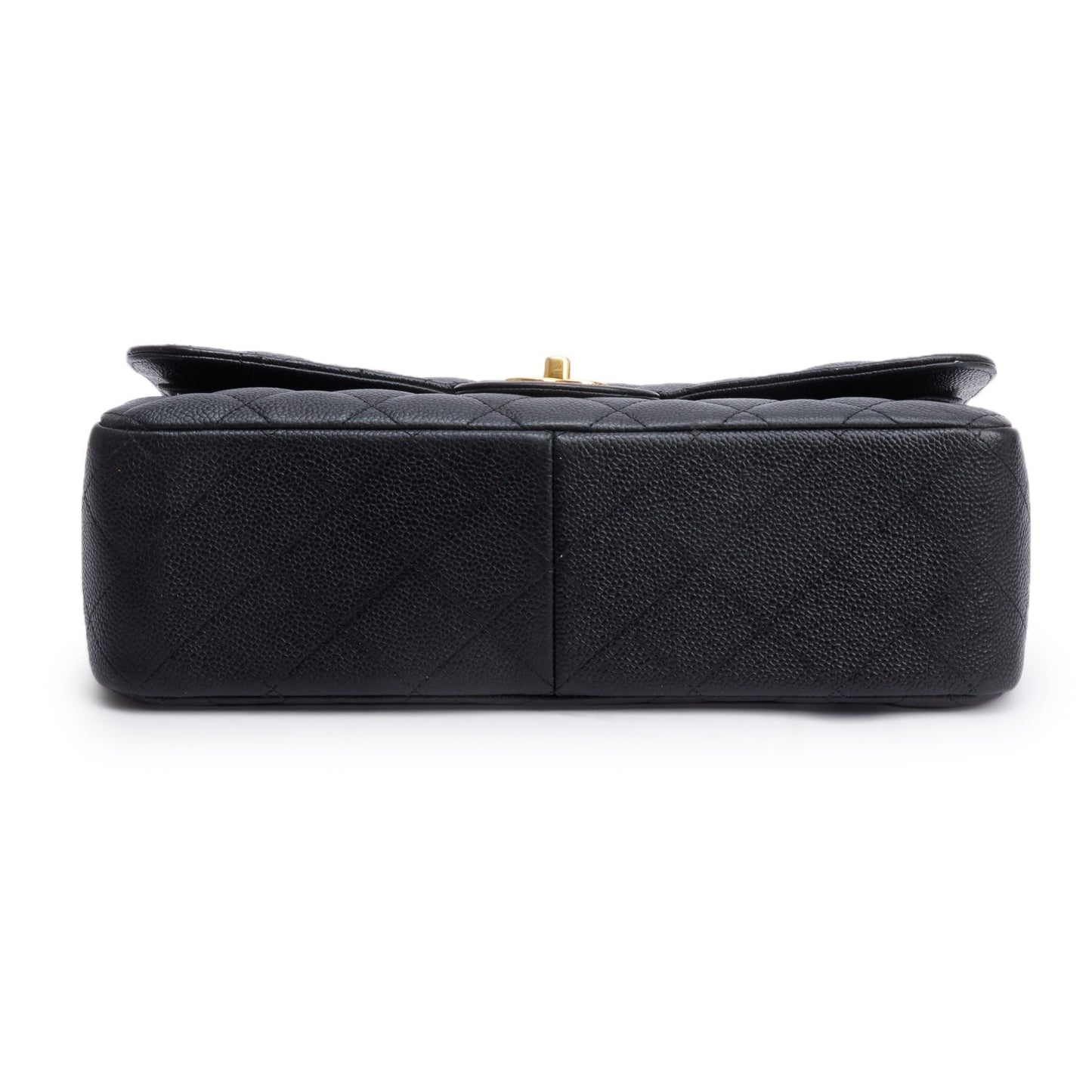Chanel Black Quilted Caviar Leather Classic Jumbo Double Flap Bag