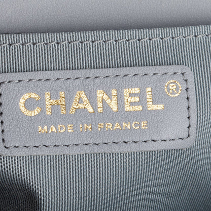 Chanel Grey Quilted Calfskin Leather Medium Boy Bag