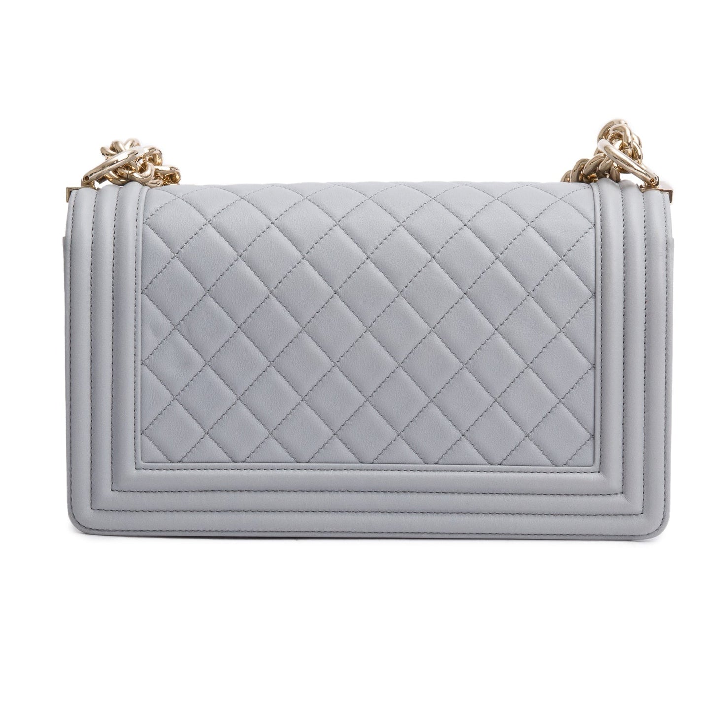 Chanel Grey Quilted Calfskin Leather Medium Boy Bag