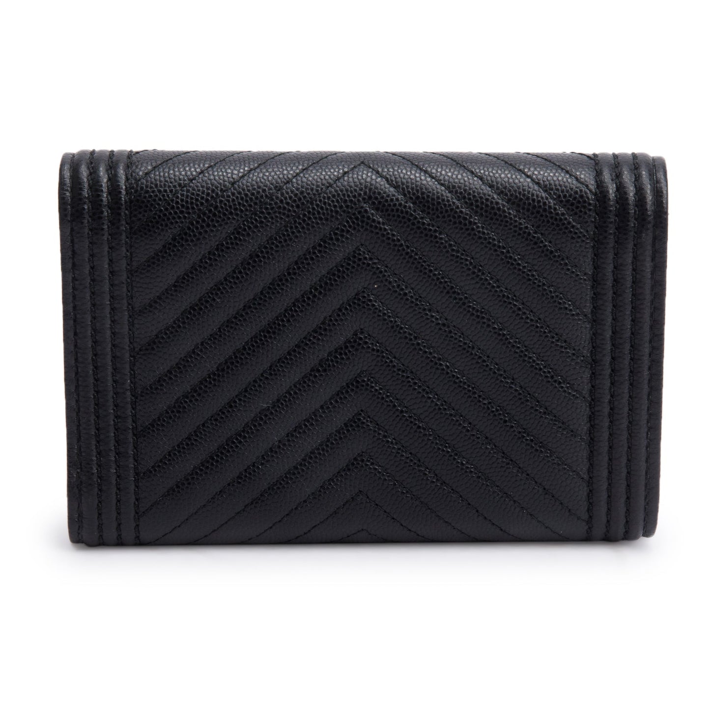 Chanel Black Chevron Caviar Leather Medium Boy Flap Wallet