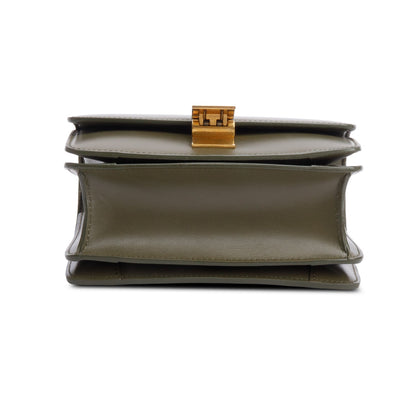 Celine Khaki Smooth Calfskin Small Classic Box Flap Bag