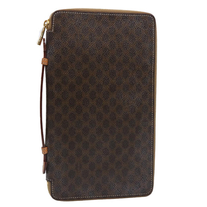 Luxury CELINE Macadam Canvas Travel Case PVC Leather Brown  62670