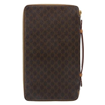 Luxury CELINE Macadam Canvas Travel Case PVC Leather Brown  62670