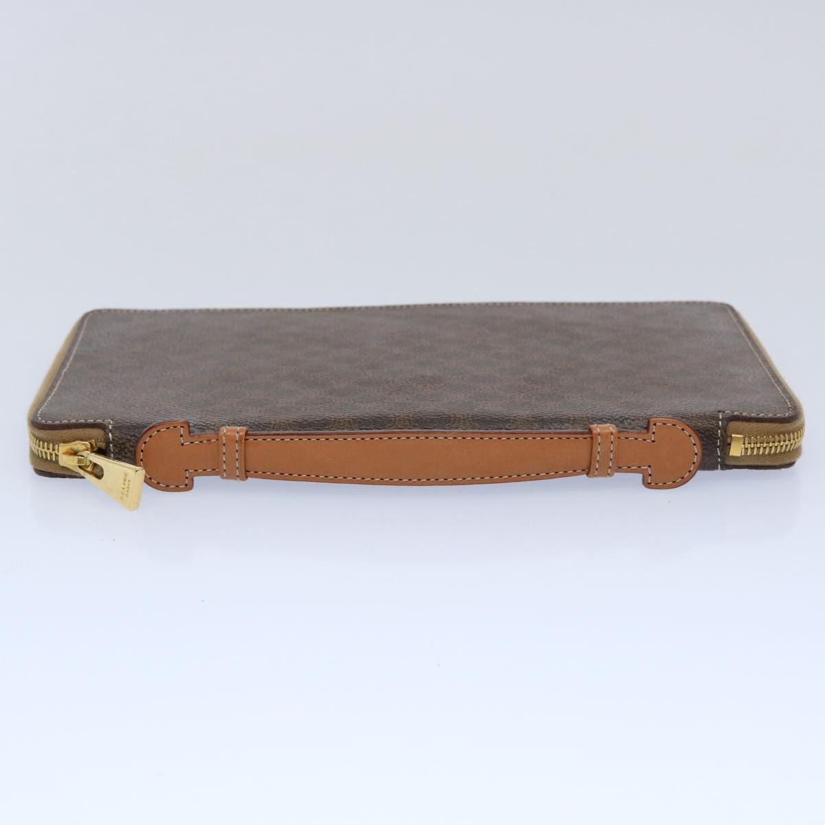 Luxury CELINE Macadam Canvas Travel Case PVC Leather Brown  62670