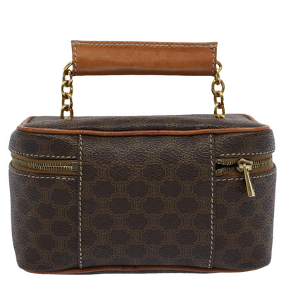 Luxury CELINE Macadam Canvas Vany Cosmetic Pouch PVC Leather Brown  62674