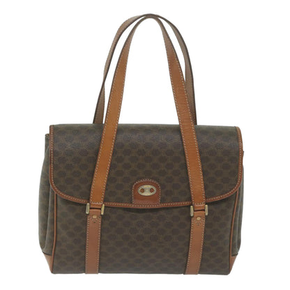 Luxury CELINE Macadam Canvas Hand Bag PVC Leather Brown  62676