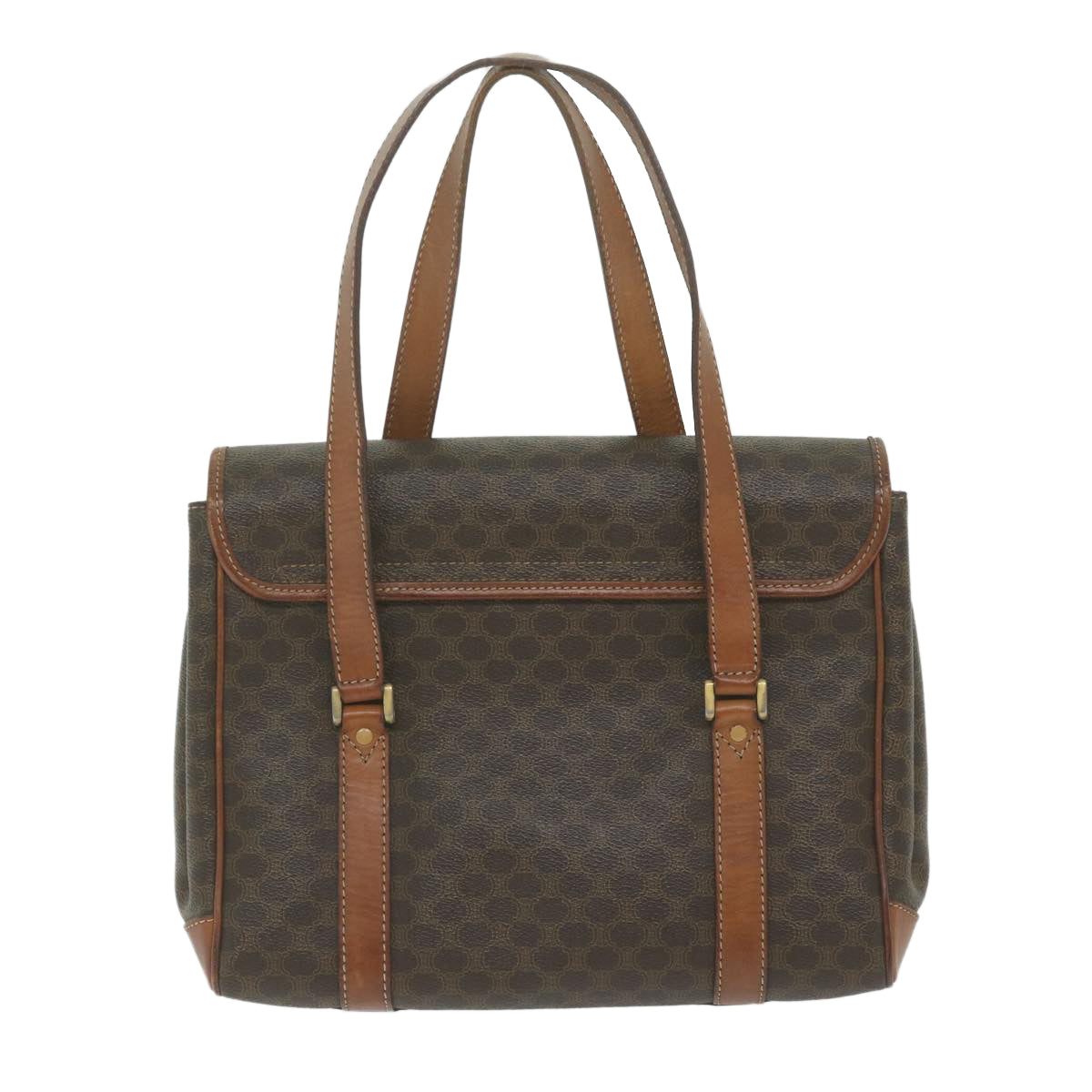 Luxury CELINE Macadam Canvas Hand Bag PVC Leather Brown  62676