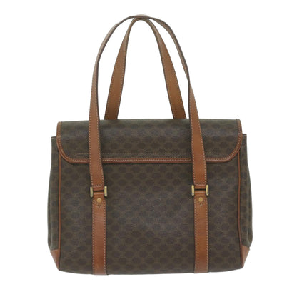 Luxury CELINE Macadam Canvas Hand Bag PVC Leather Brown  62676