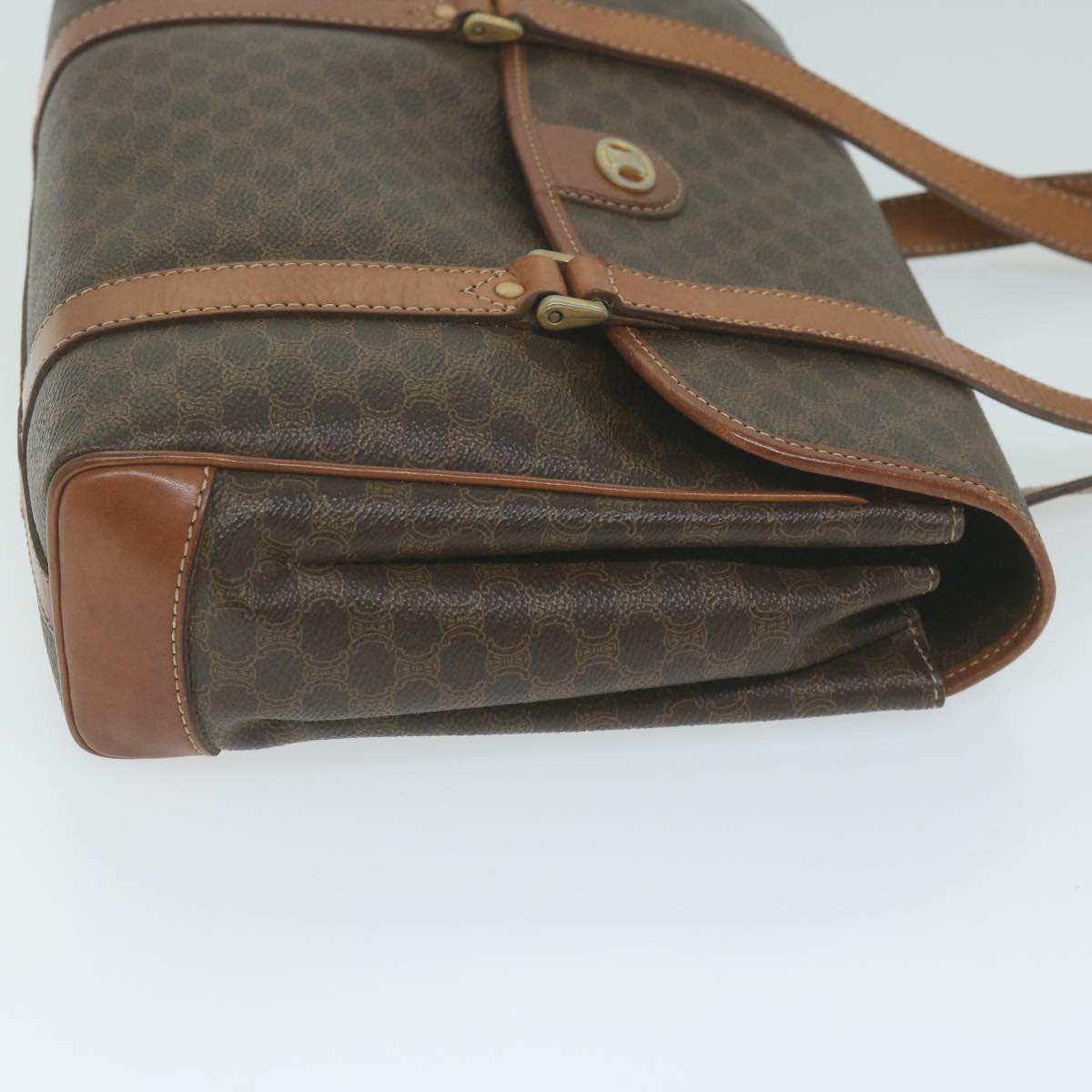 Luxury CELINE Macadam Canvas Hand Bag PVC Leather Brown  62676