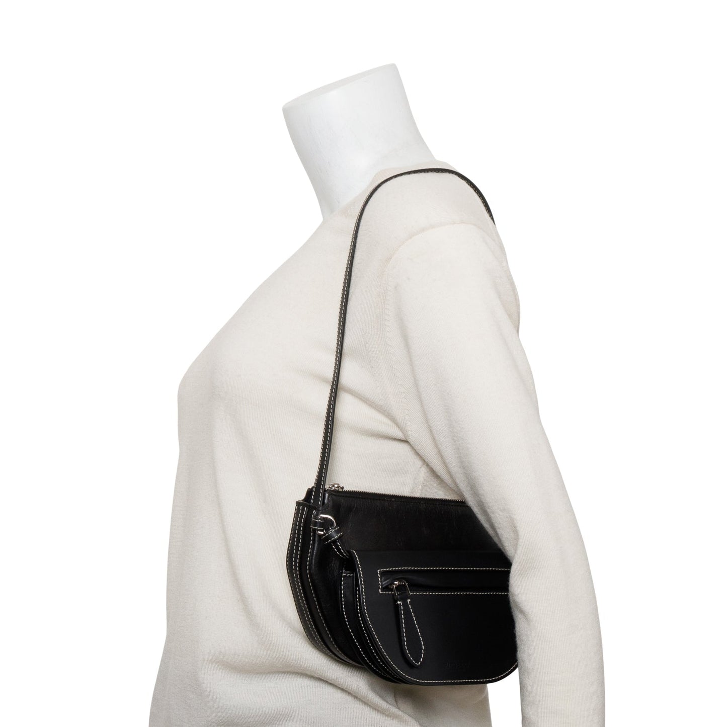 Burberry Black Leather Double Olympia Shoulder Bag