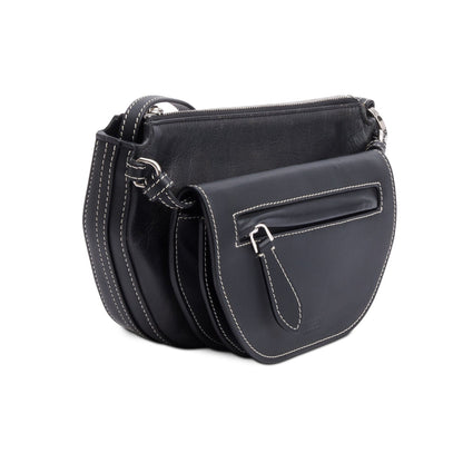 Burberry Black Leather Double Olympia Shoulder Bag