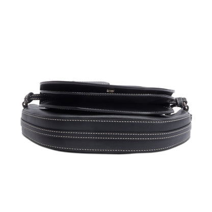 Burberry Black Leather Double Olympia Shoulder Bag