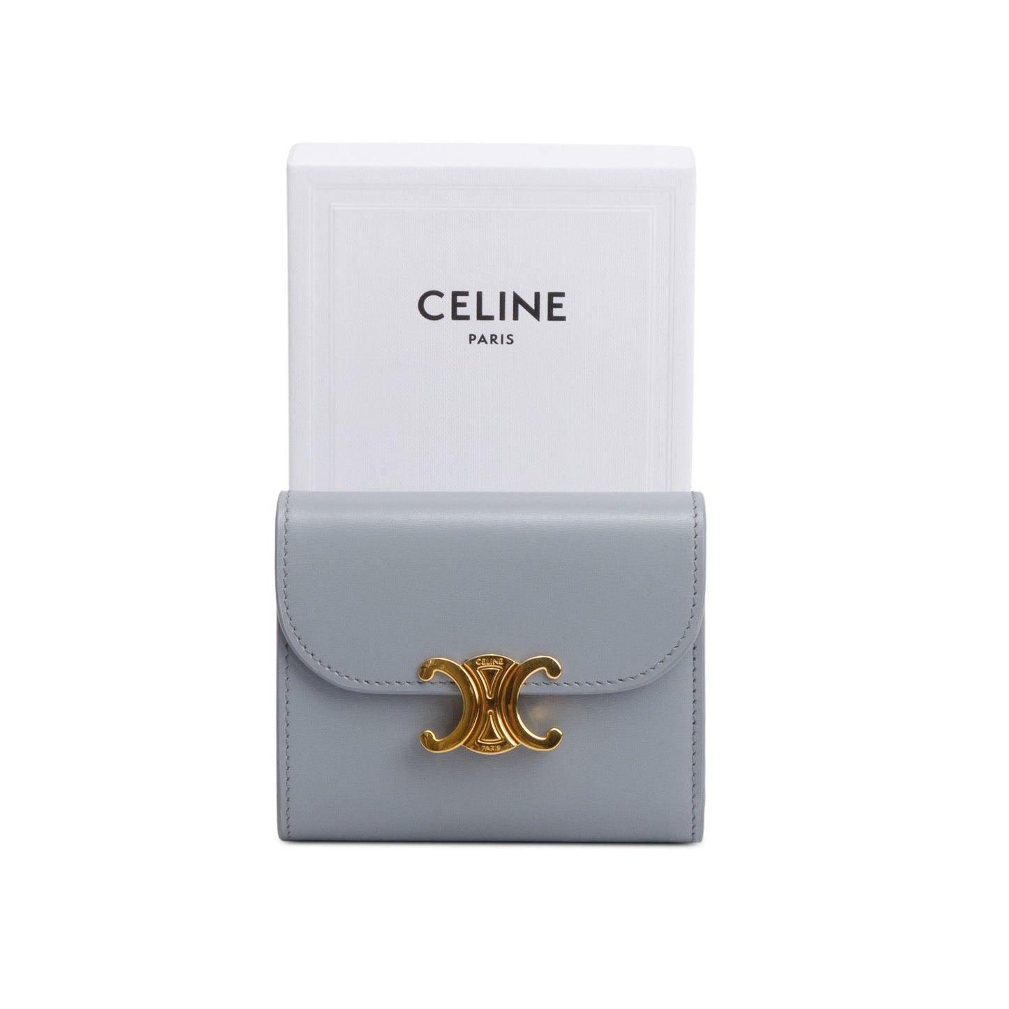 Celine 2023 Blue Leather Small Flap Triomphe Wallet