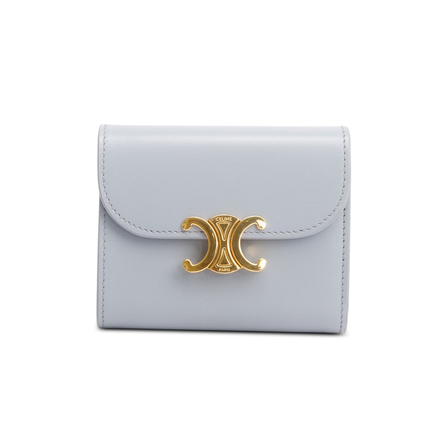 Celine 2023 Blue Leather Small Flap Triomphe Wallet