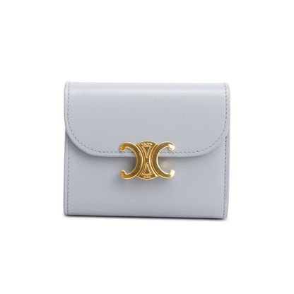 Celine 2023 Blue Leather Small Flap Triomphe Wallet