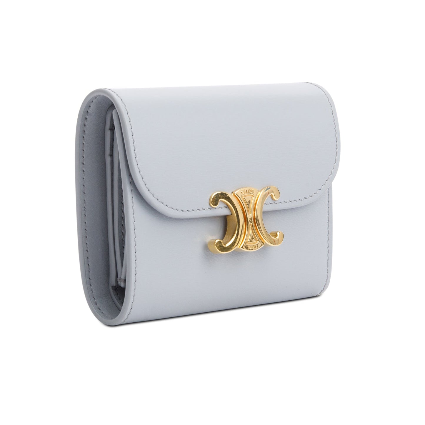 Celine 2023 Blue Leather Small Flap Triomphe Wallet