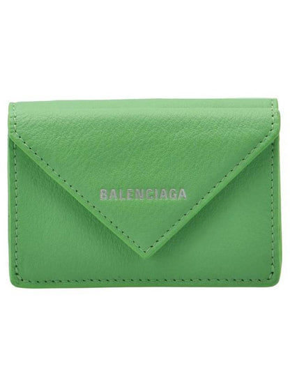 Luxury Balenciaga Trending 2025 Papier Mini Half Wallet Green