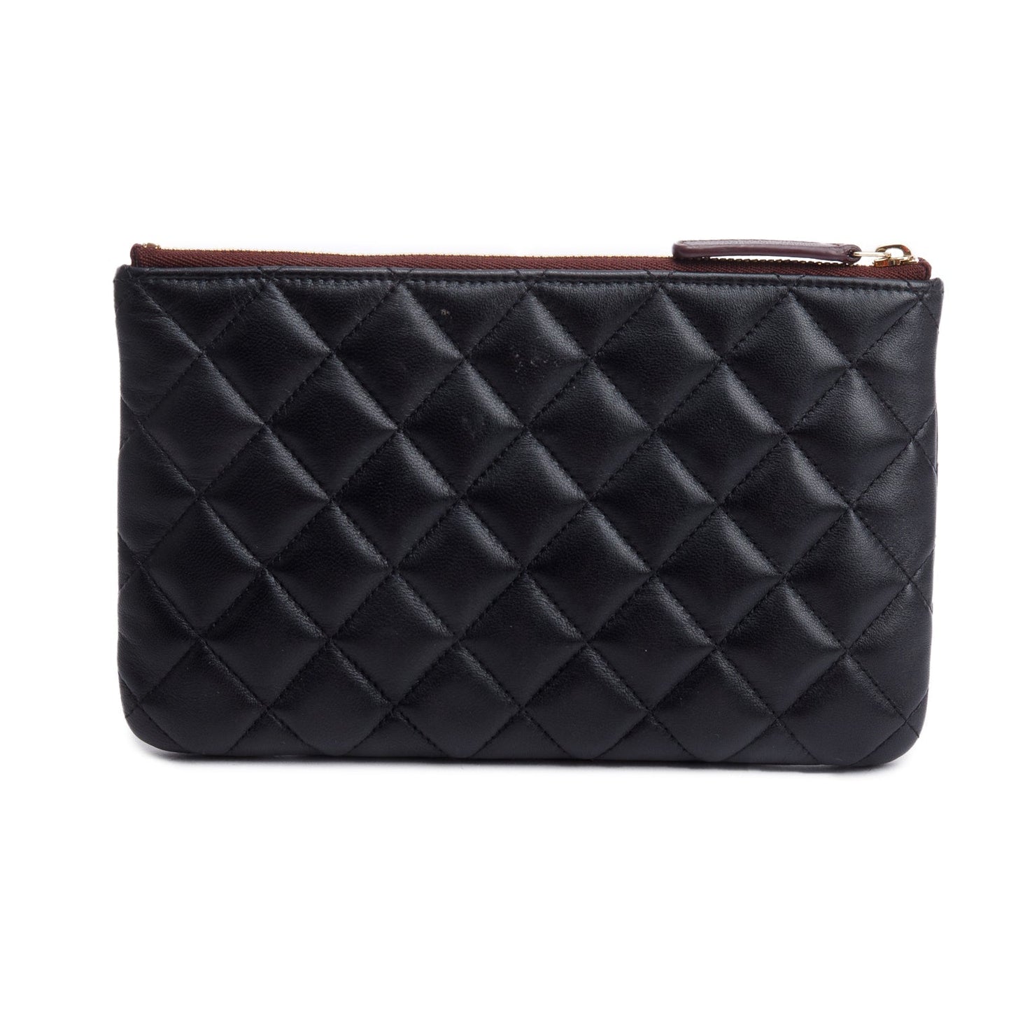 Chanel 2021 Black Quilted Lambskin Leather Classic Small O-Case Pouch