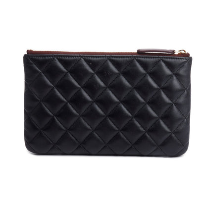 Chanel 2021 Black Quilted Lambskin Leather Classic Small O-Case Pouch