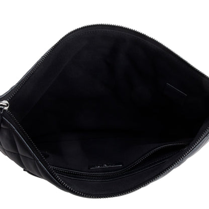 Chanel Black Quilted Lambskin Leather Medium O-Case Clutch