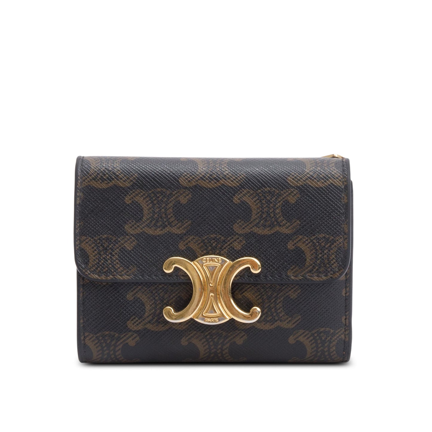 Celine 2023 Brown Triomphe Canvas Compact Wallet