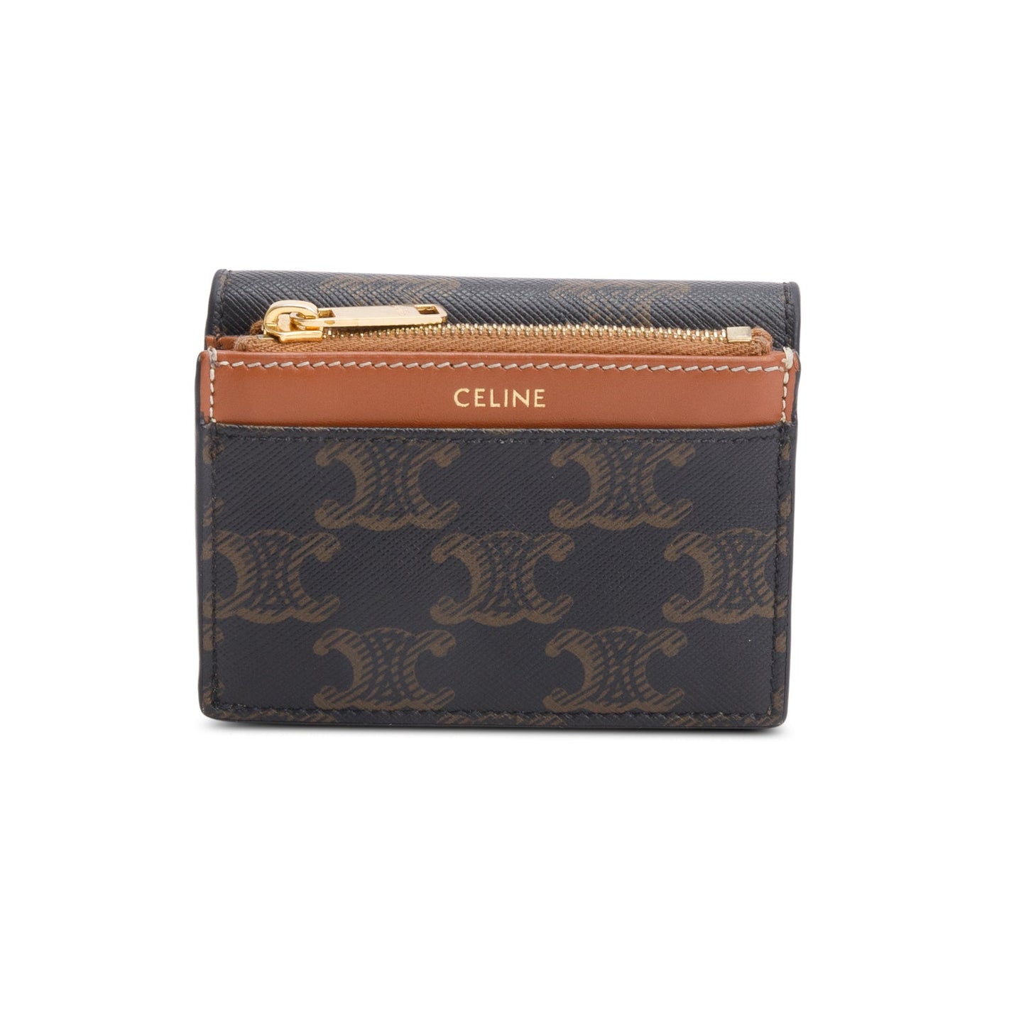 Celine 2023 Brown Triomphe Canvas Compact Wallet