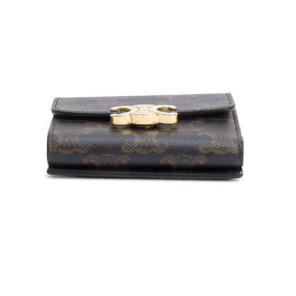 Celine 2023 Brown Triomphe Canvas Compact Wallet