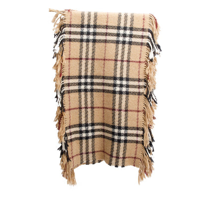 Burberry Beige Check Cashmere Wool Scarf