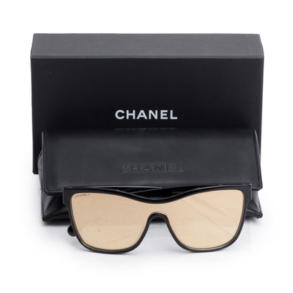 Chanel 5418-A Black Acetate CC Logo Shield Sunglasses