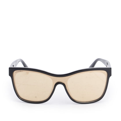 Chanel 5418-A Black Acetate CC Logo Shield Sunglasses
