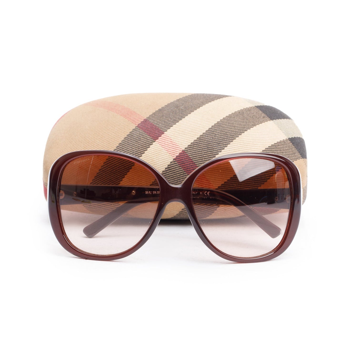 Burberry B 4085 Brown Acetate Metal Check Trim Square Sunglasses