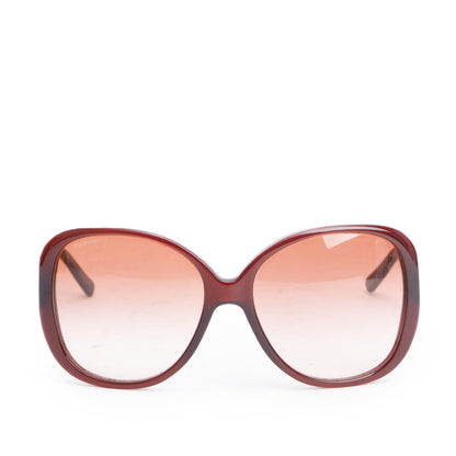 Burberry B 4085 Brown Acetate Metal Check Trim Square Sunglasses
