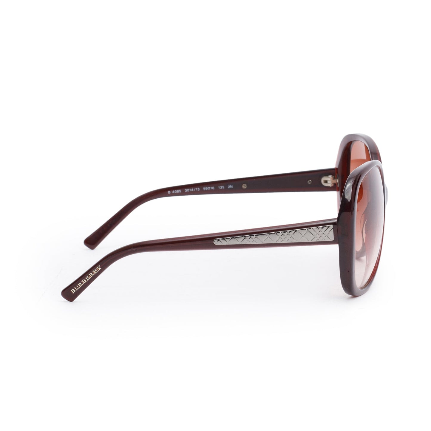 Burberry B 4085 Brown Acetate Metal Check Trim Square Sunglasses