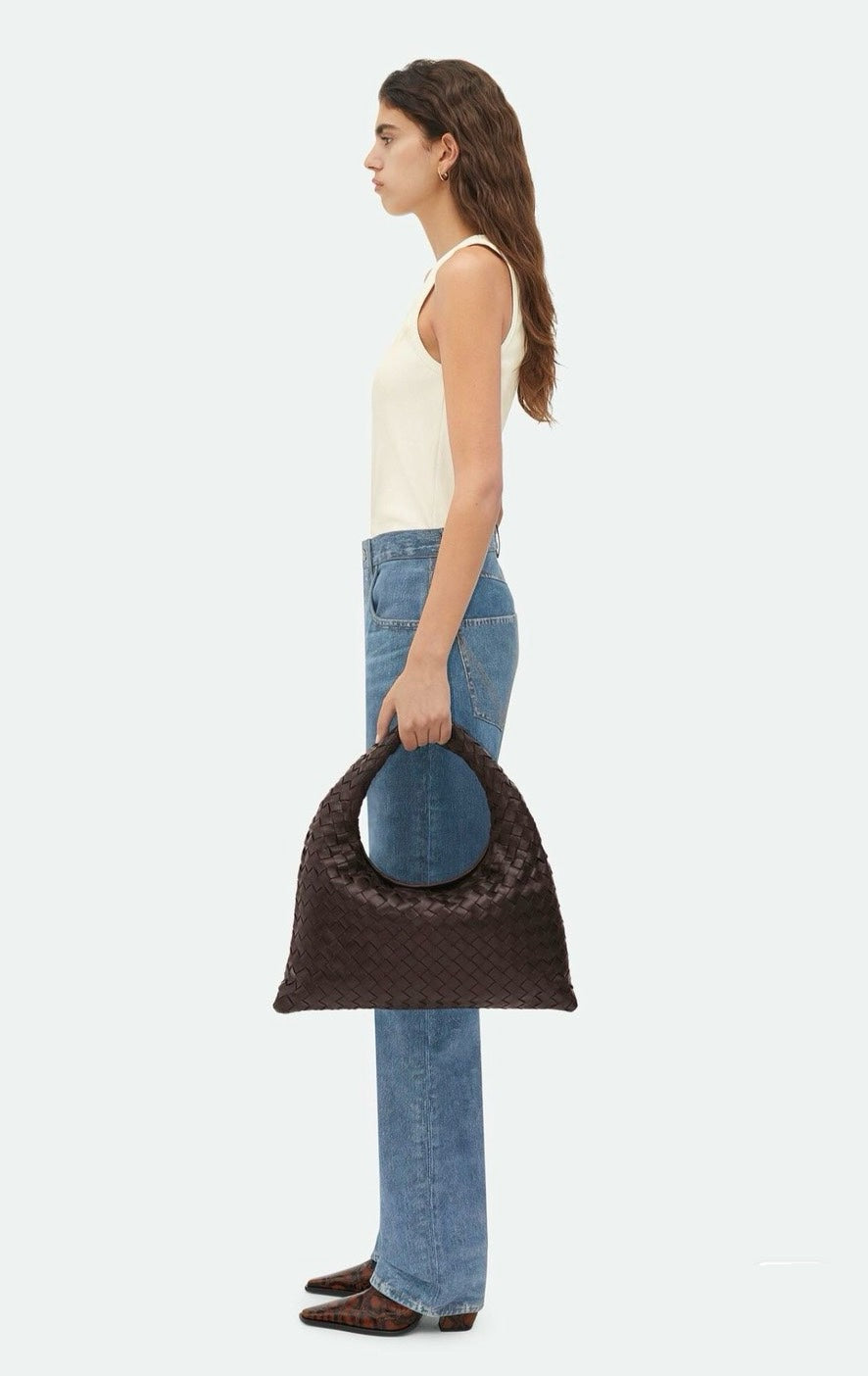 Bottega Veneta Hop Hobo Small Leather Chocolate Brown