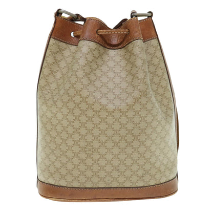 Luxury CELINE Macadam Canvas Shoulder Bag Beige  62765
