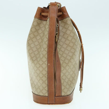 Luxury CELINE Macadam Canvas Shoulder Bag Beige  62765