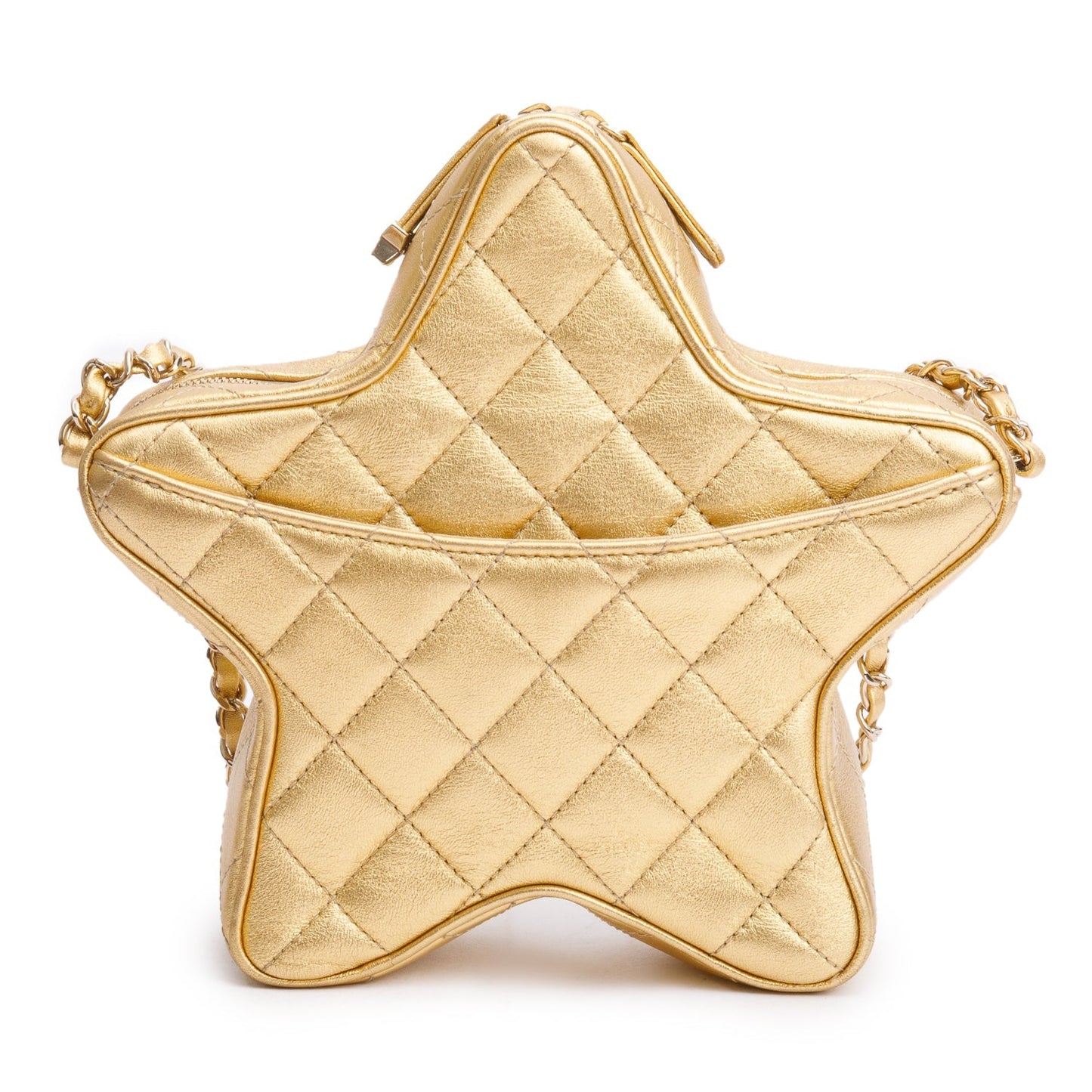 Chanel 2024 Metallic Gold Leather Walk Of Fame Star Crossbody Bag