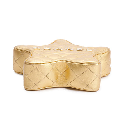 Chanel 2024 Metallic Gold Leather Walk Of Fame Star Crossbody Bag