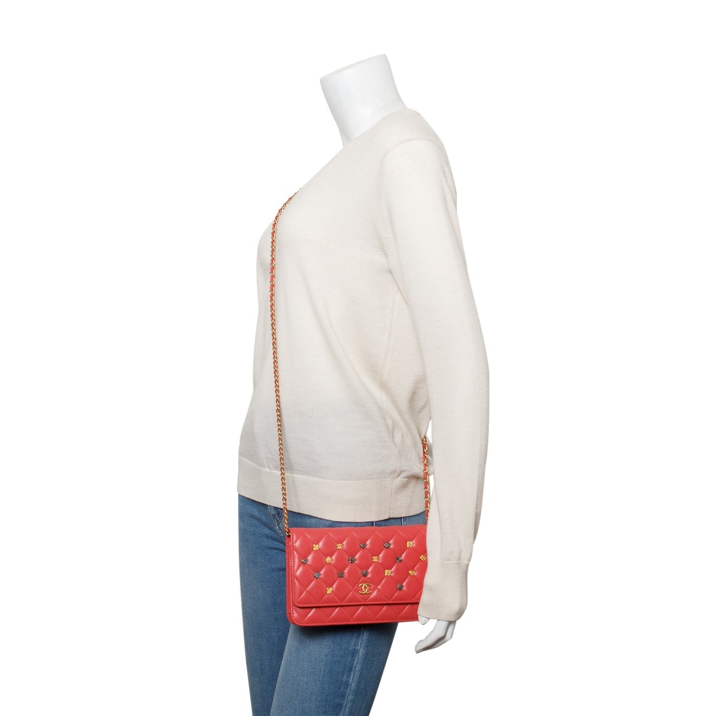 Chanel Pink Quilted Lambskin Leather 18k Lucky Charms Wallet on Chain