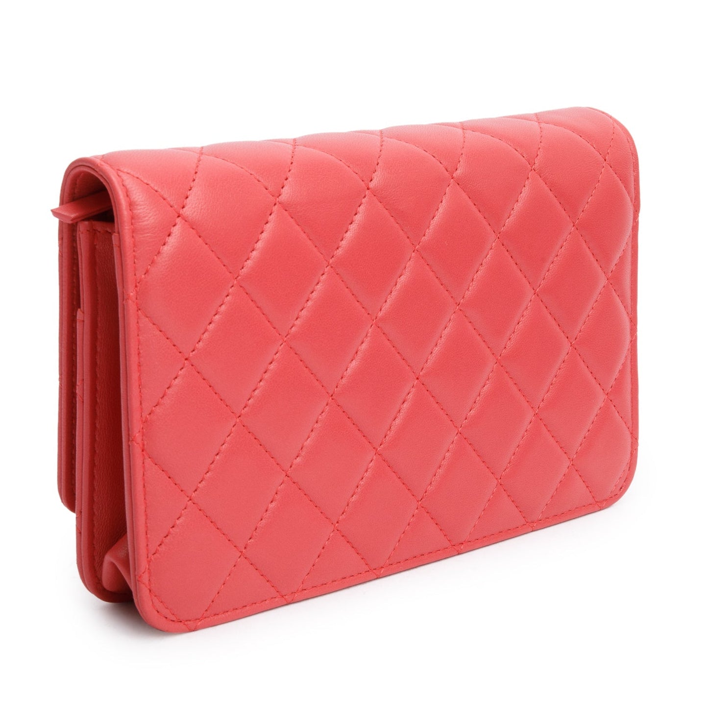 Chanel Pink Quilted Lambskin Leather 18k Lucky Charms Wallet on Chain