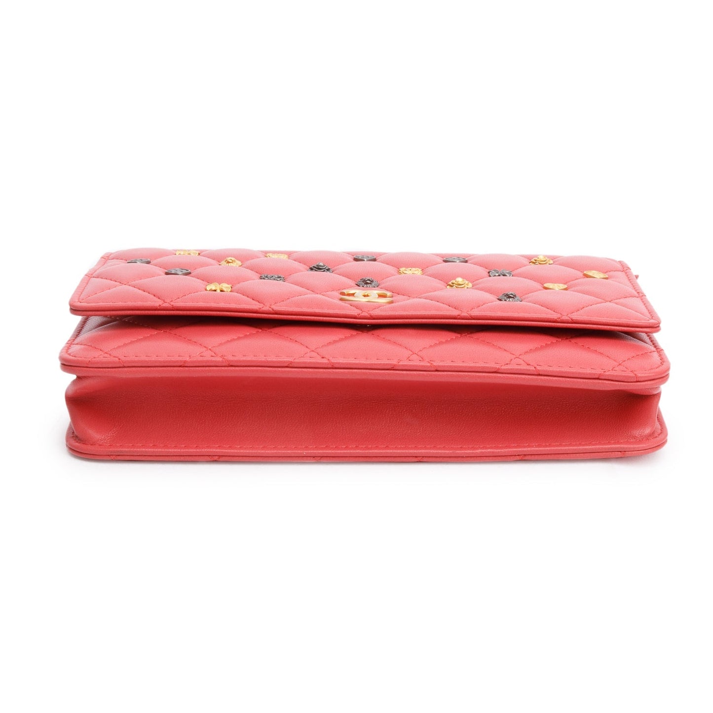 Chanel Pink Quilted Lambskin Leather 18k Lucky Charms Wallet on Chain