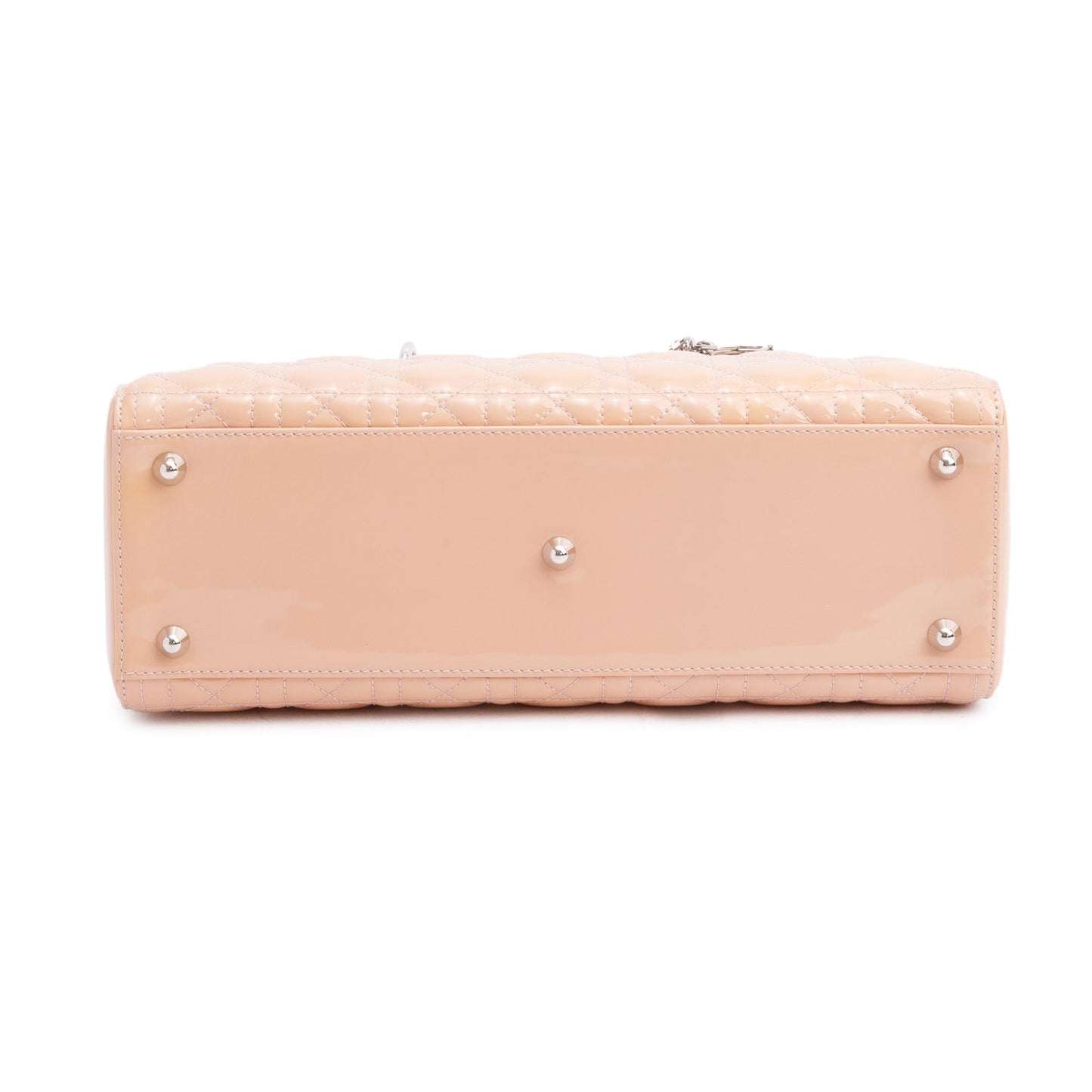 Christian Dior Beige Cannage Patent Leather Large Lady Dior Bag