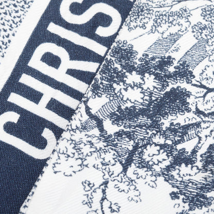 Christian Dior White and Navy Toile De Jouy Sauvage Mitzah Silk Twilly