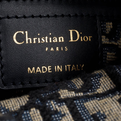 Christian Dior 2022 Wicker Navy Oblique Mini Lady Dior Bag