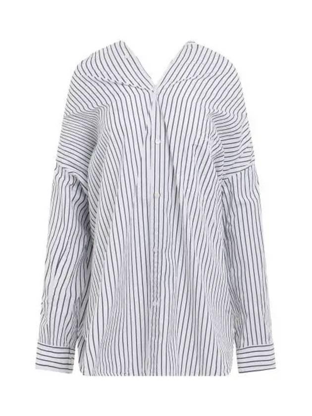 Luxury Balenciaga Trending 2025 Knotted Poplin Oversized Long Sleeve Shirt White Blue